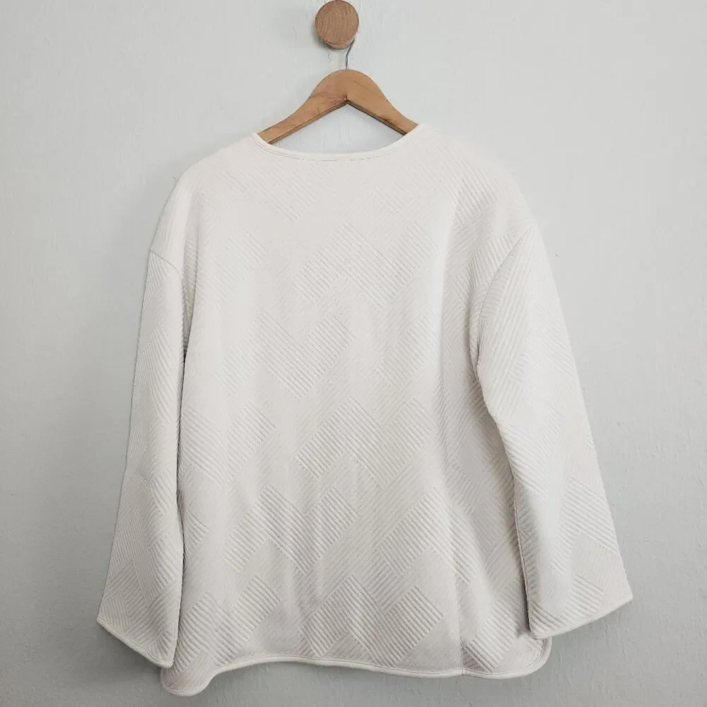 Sanctuary Paris Quilted Textured Knit Jacket Eco Natural Collarless NWT Small - Picture 12 of 14